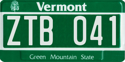 VT license plate ZTB041