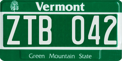 VT license plate ZTB042