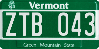 VT license plate ZTB043
