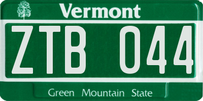 VT license plate ZTB044