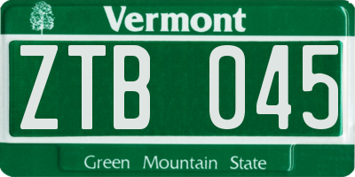 VT license plate ZTB045