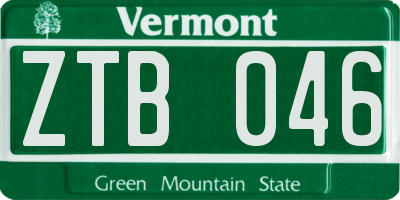 VT license plate ZTB046