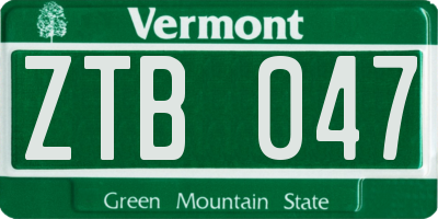 VT license plate ZTB047