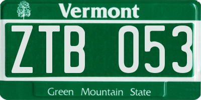 VT license plate ZTB053