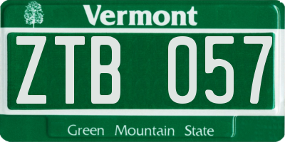 VT license plate ZTB057