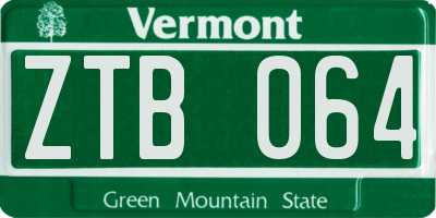 VT license plate ZTB064