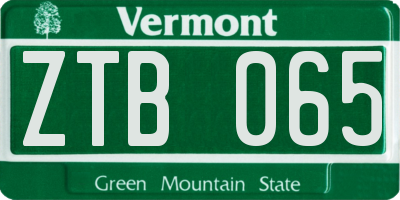 VT license plate ZTB065