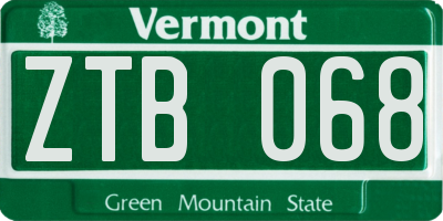 VT license plate ZTB068
