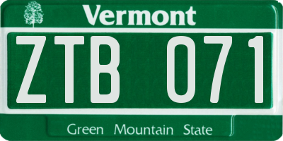 VT license plate ZTB071