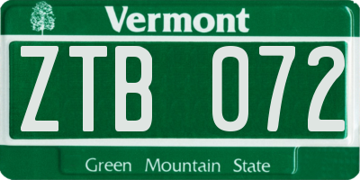 VT license plate ZTB072