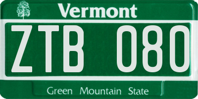 VT license plate ZTB080