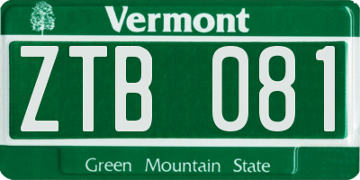 VT license plate ZTB081