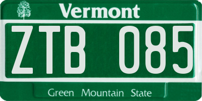VT license plate ZTB085