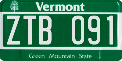 VT license plate ZTB091