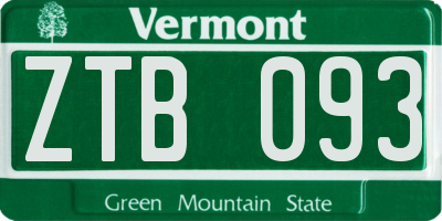 VT license plate ZTB093