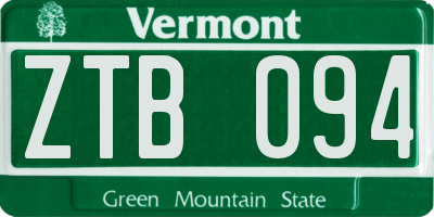 VT license plate ZTB094