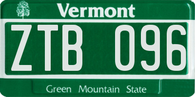 VT license plate ZTB096