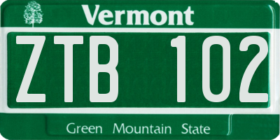 VT license plate ZTB102