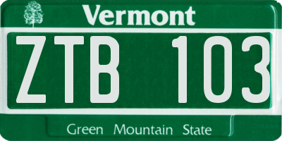 VT license plate ZTB103