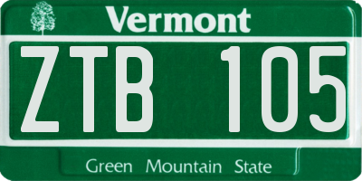 VT license plate ZTB105