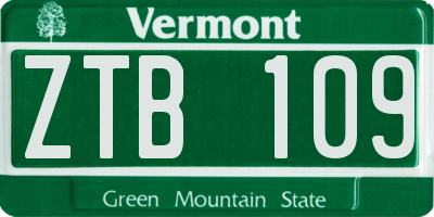VT license plate ZTB109