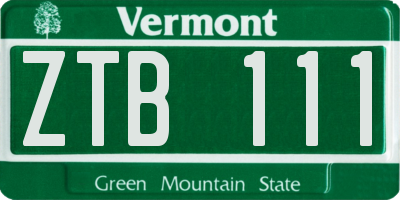 VT license plate ZTB111