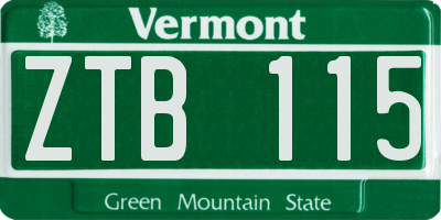 VT license plate ZTB115