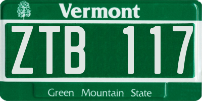 VT license plate ZTB117
