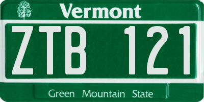 VT license plate ZTB121