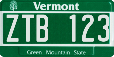 VT license plate ZTB123