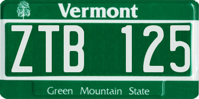 VT license plate ZTB125