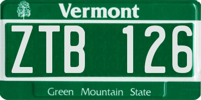VT license plate ZTB126