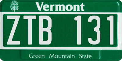 VT license plate ZTB131