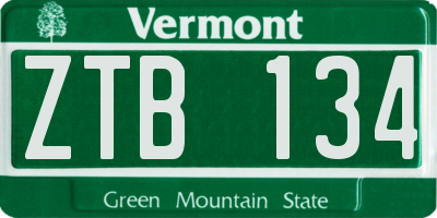 VT license plate ZTB134