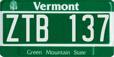 VT license plate ZTB137