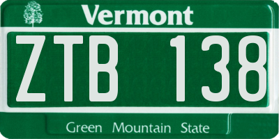 VT license plate ZTB138
