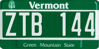VT license plate ZTB144