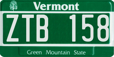 VT license plate ZTB158