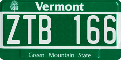 VT license plate ZTB166