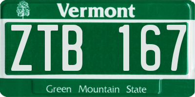 VT license plate ZTB167