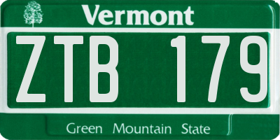 VT license plate ZTB179