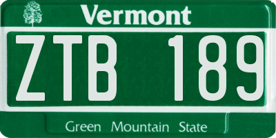 VT license plate ZTB189