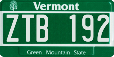 VT license plate ZTB192