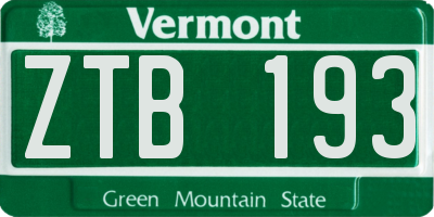 VT license plate ZTB193