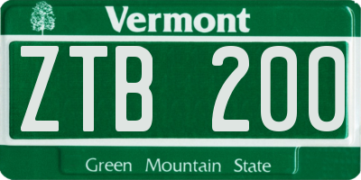 VT license plate ZTB200