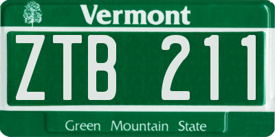 VT license plate ZTB211