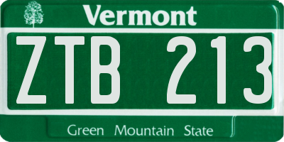 VT license plate ZTB213