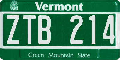 VT license plate ZTB214