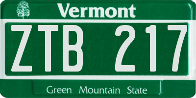 VT license plate ZTB217