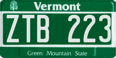 VT license plate ZTB223